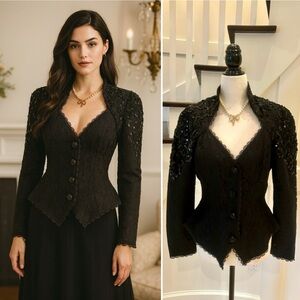 FABULOUS 80's/90's Hand-Beaded Sequins and Lace Jacket